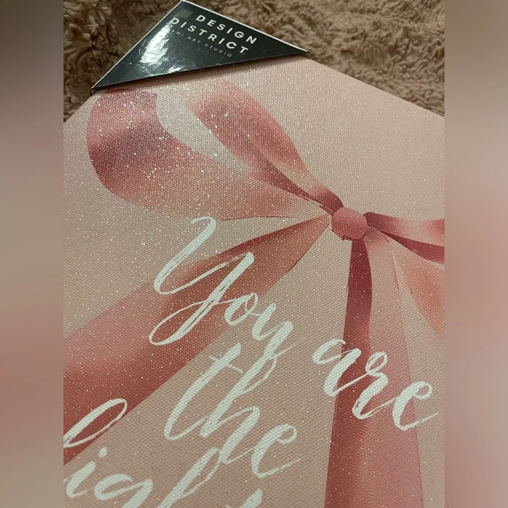 NWT Design District Light of the World Pink Bow Wall Art Canvas